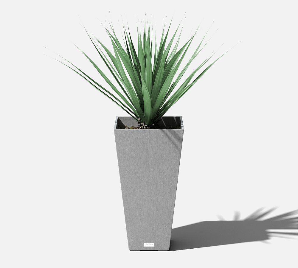 Pottery Barn All Weather Eco Hevea Tapered Cube Tall Outdoor Planters