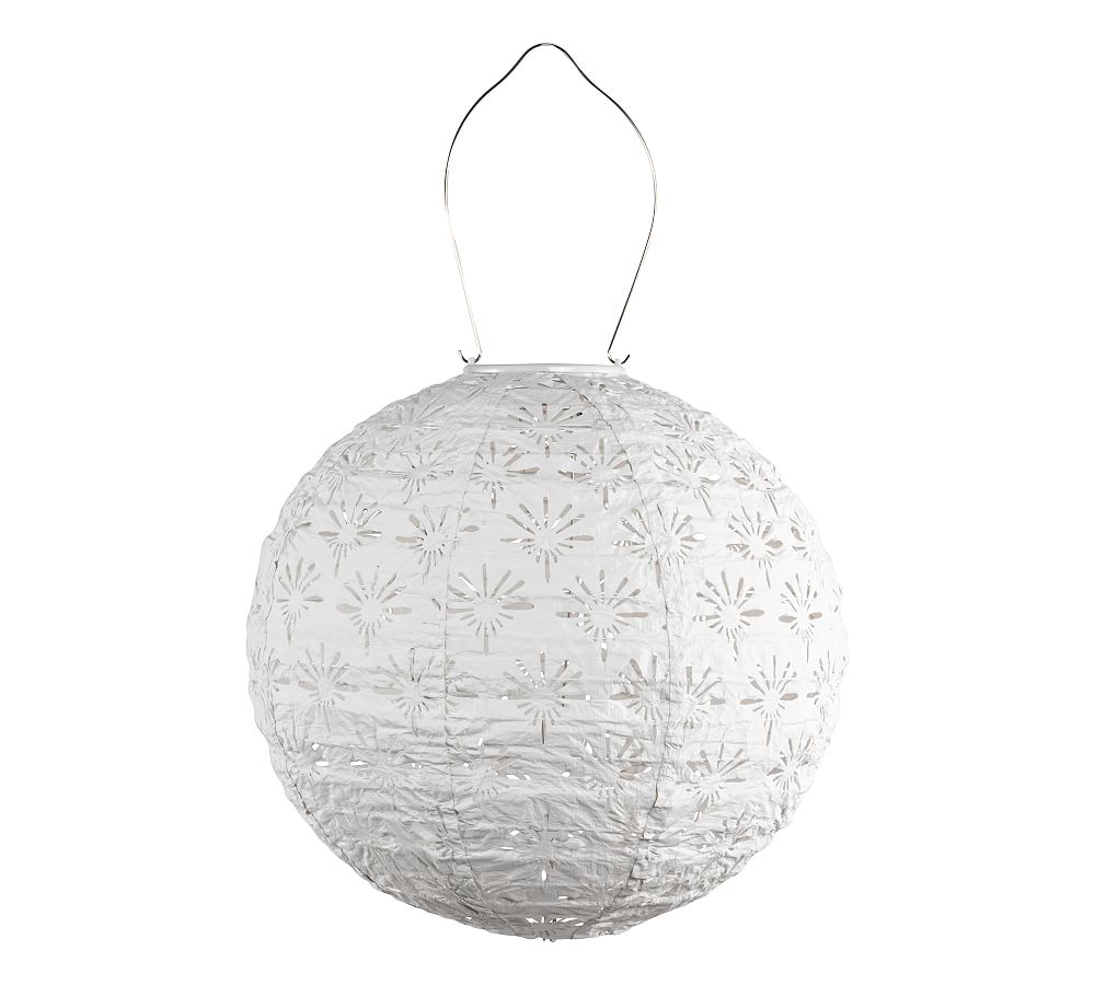 Pottery Barn Handcrafted Deco Globe Solar Outdoor Lantern - 12"W