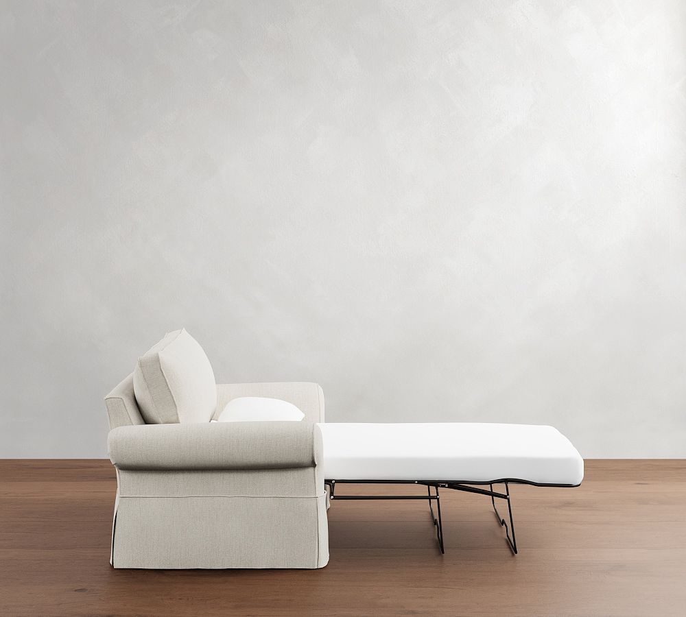 Pottery Barn Pearce Roll Arm Slipcovered Twin Sleeper Sofa with Memory Foam Mattress (64")