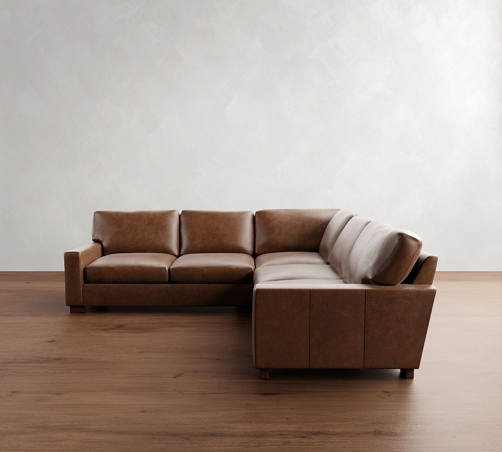 Pottery Barn Turner Square Arm Leather 3-Piece L-Shaped Sectional (106"&ndash;111")