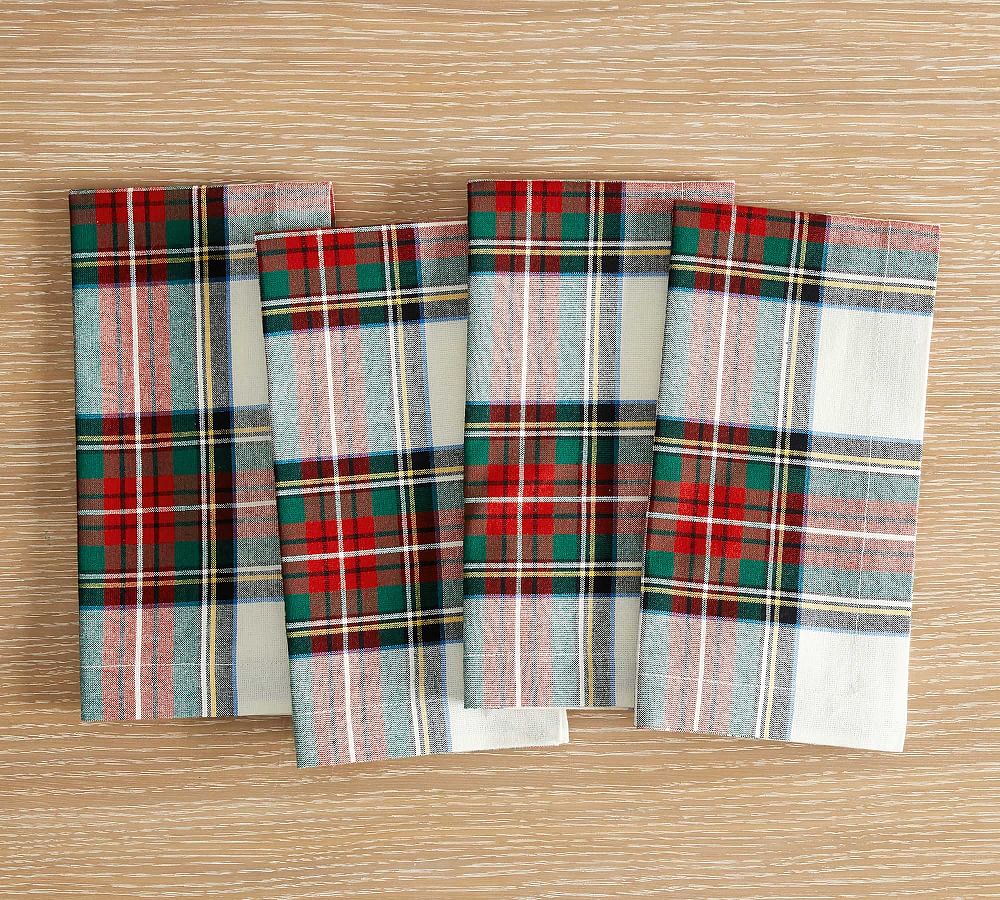 Pottery Barn Stewart Plaid Cotton Napkins - Set of 4