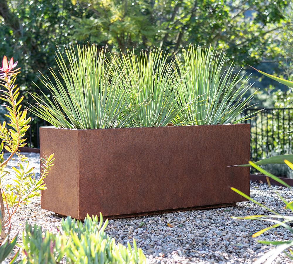 Pottery Barn Long Box Outdoor Planters - Corten Steel