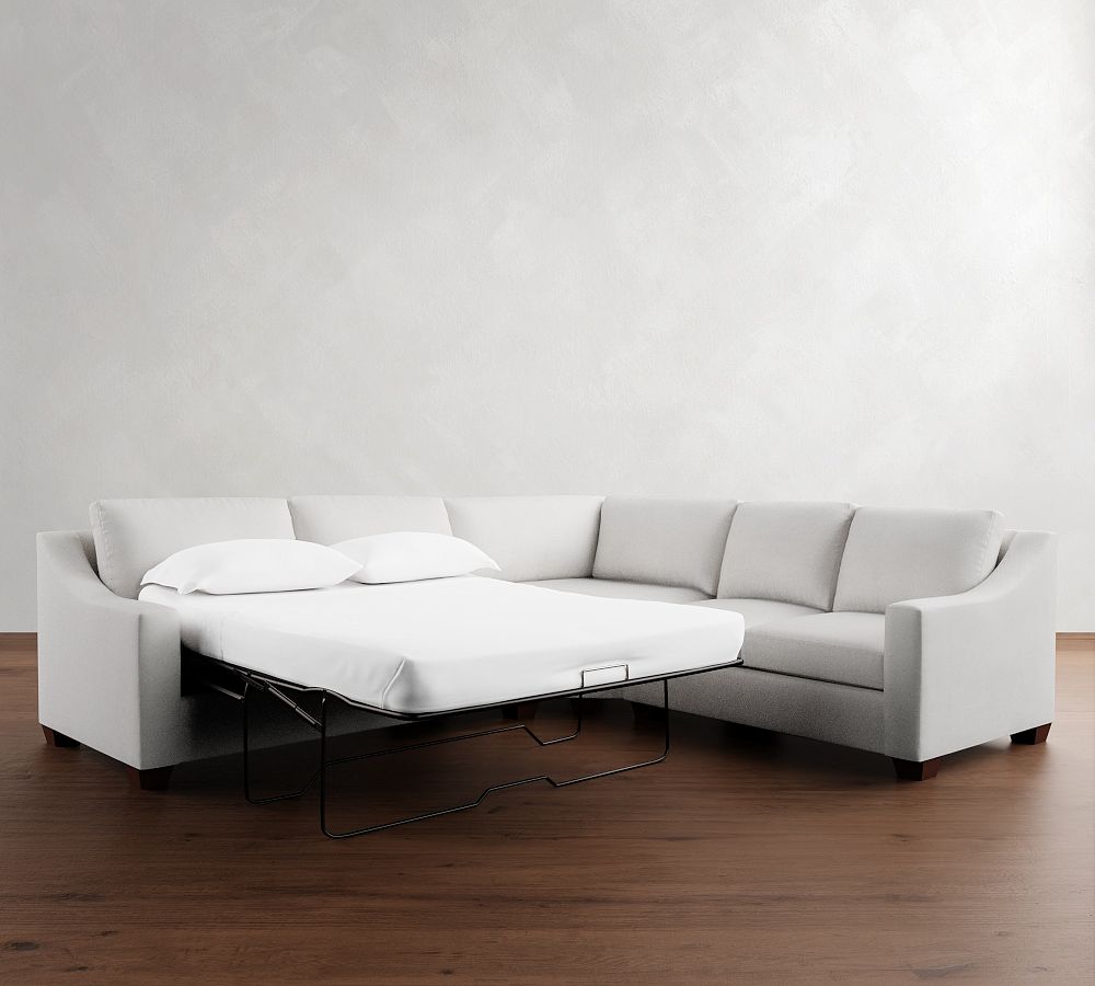 Pottery Barn York Slope Arm 3-Piece L-Shaped Wedge Sleeper Sectional (117")