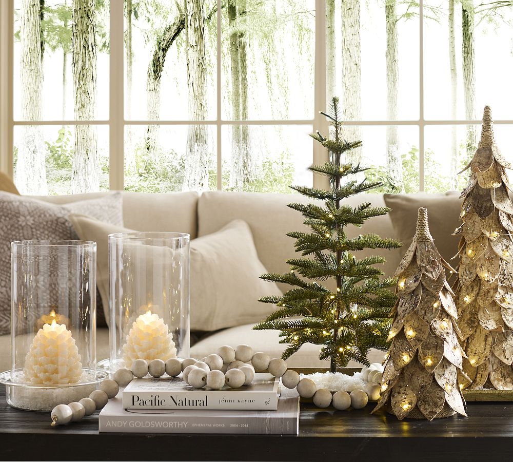 Pottery Barn Lit Faux Pine Trees