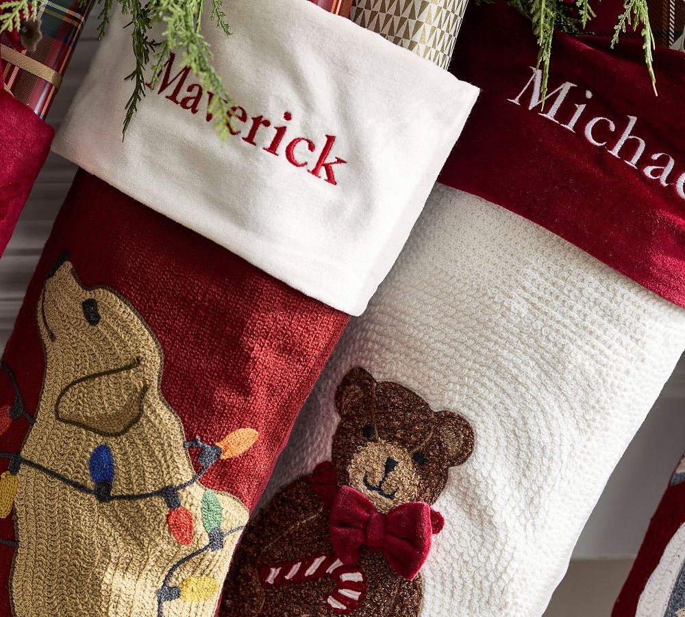 Pottery Barn Holiday Icons Crewel Stockings