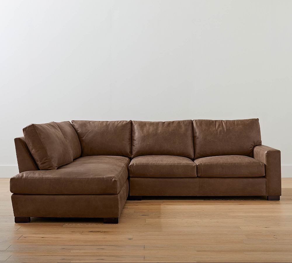 Pottery Barn Turner Square Arm Leather Return Bumper Sectional (106"&ndash;125")
