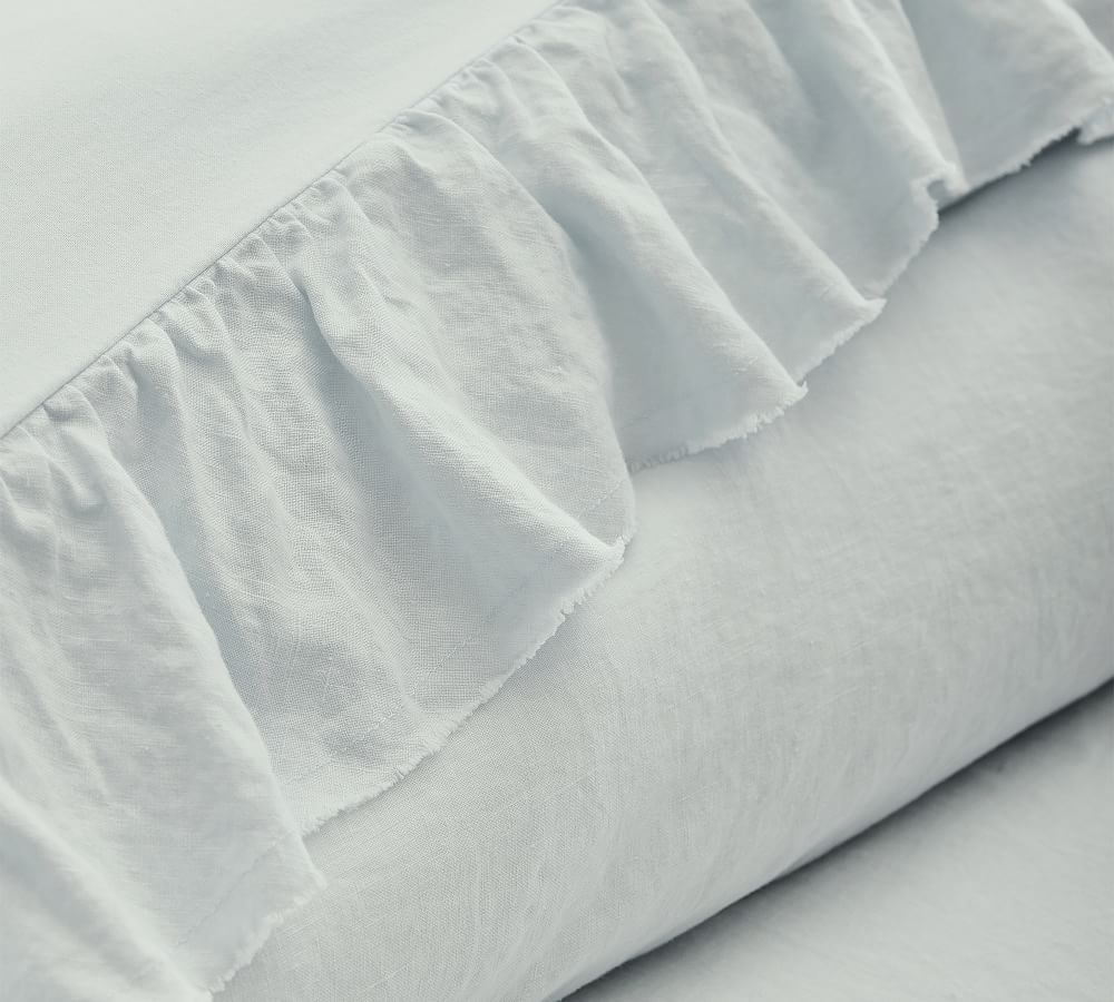 Pottery Barn Belgian Flax Linen Fringe Ruffle Duvet Cover
