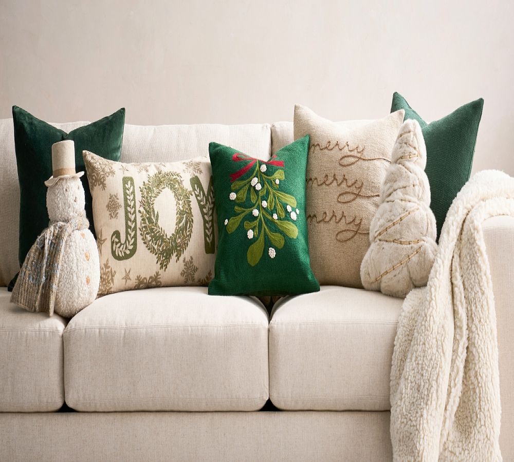 Pottery Barn Tree Embellished Shaped Pillow
