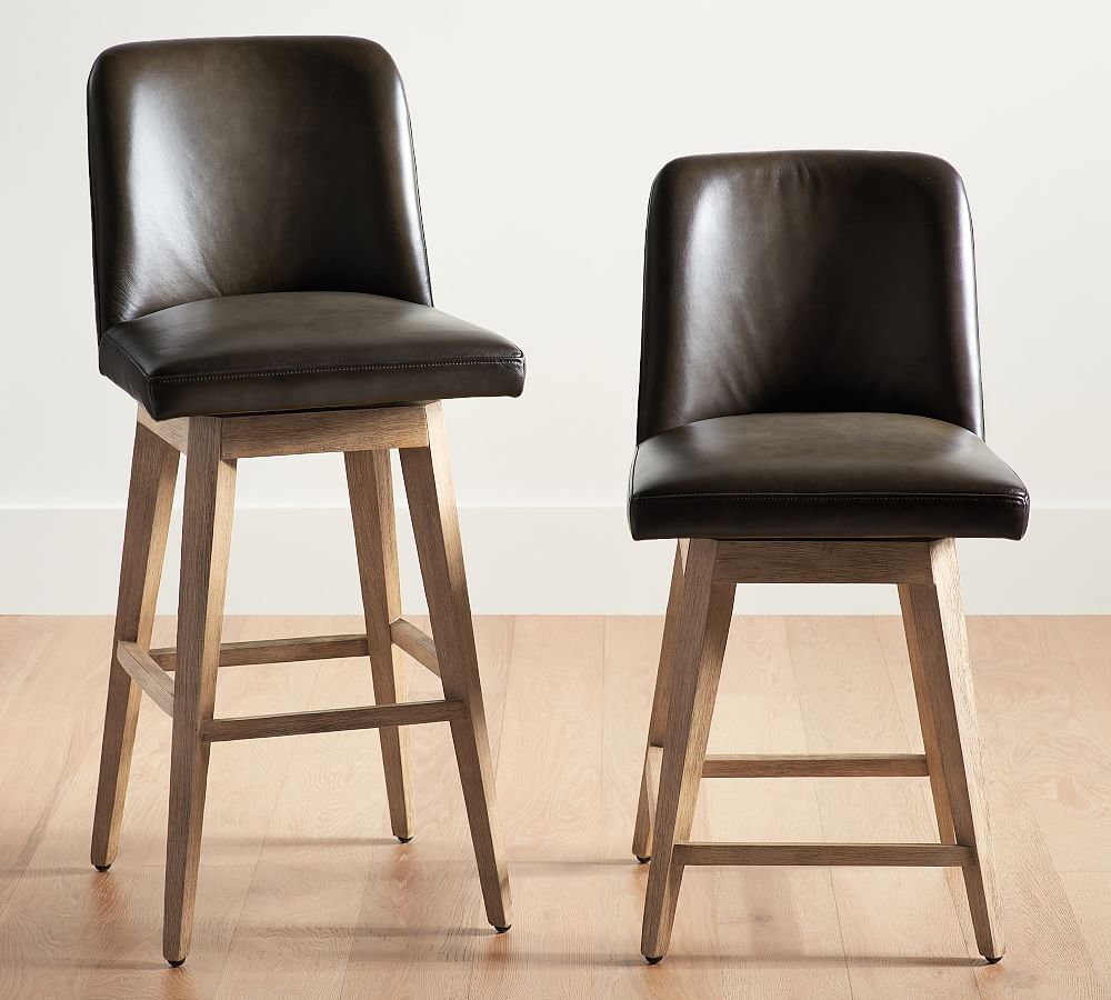 Pottery Barn Layton Leather Swivel Stool