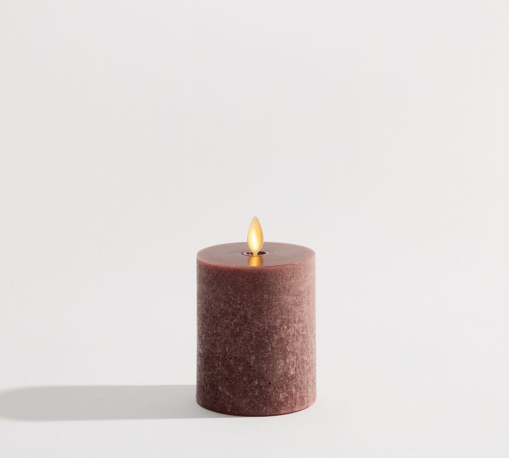 Pottery Barn Premium Flickering Flameless Wax Pillar Candle - Salt Washed