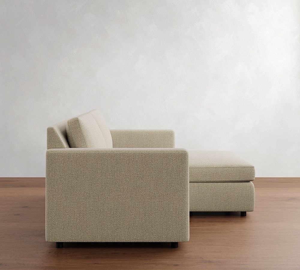 Pottery Barn Sanford Square Arm Reversible Chaise Sleeper Sectional - Storage Available (79")