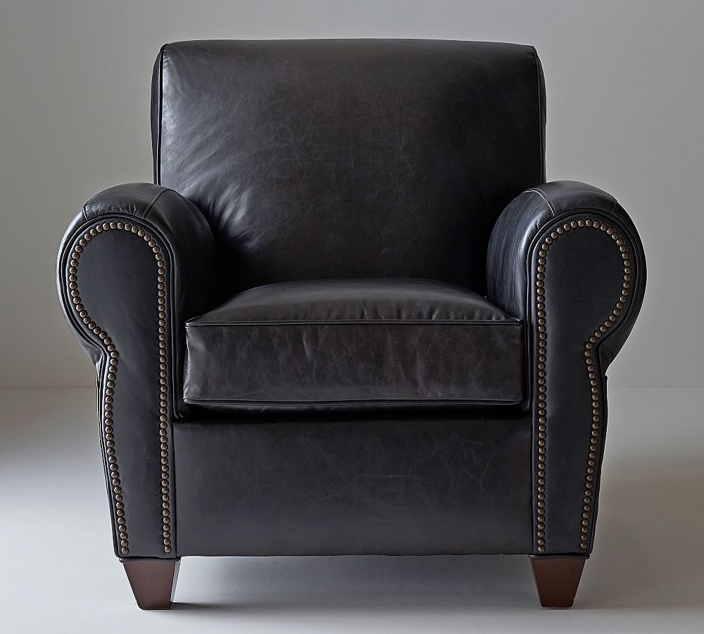 Pottery Barn Manhattan Roll Arm Leather Chair