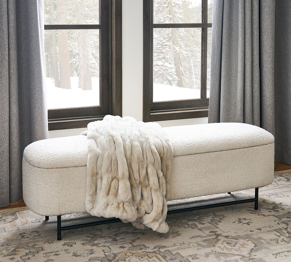 Pottery Barn Melrose Upholstered Storage Bench (57")