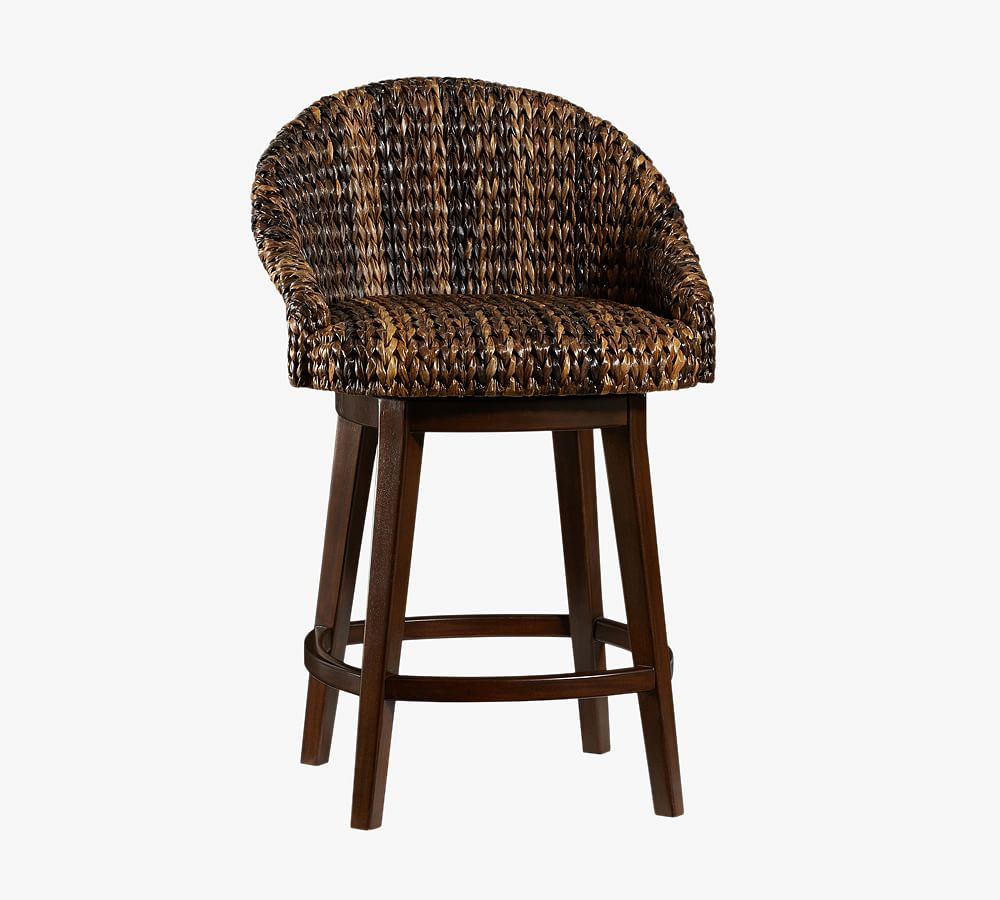 Pottery Barn Seagrass Bucket Swivel Counter Stool