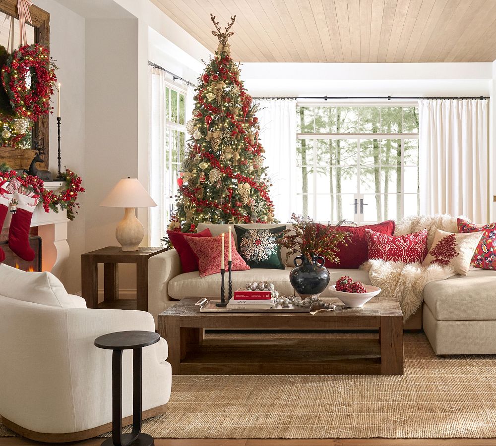 Pottery Barn Faux Lit Cedar Berry Pine Branch