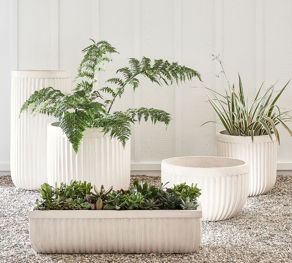 Pottery Barn Concrete Fluted Outdoor Planters