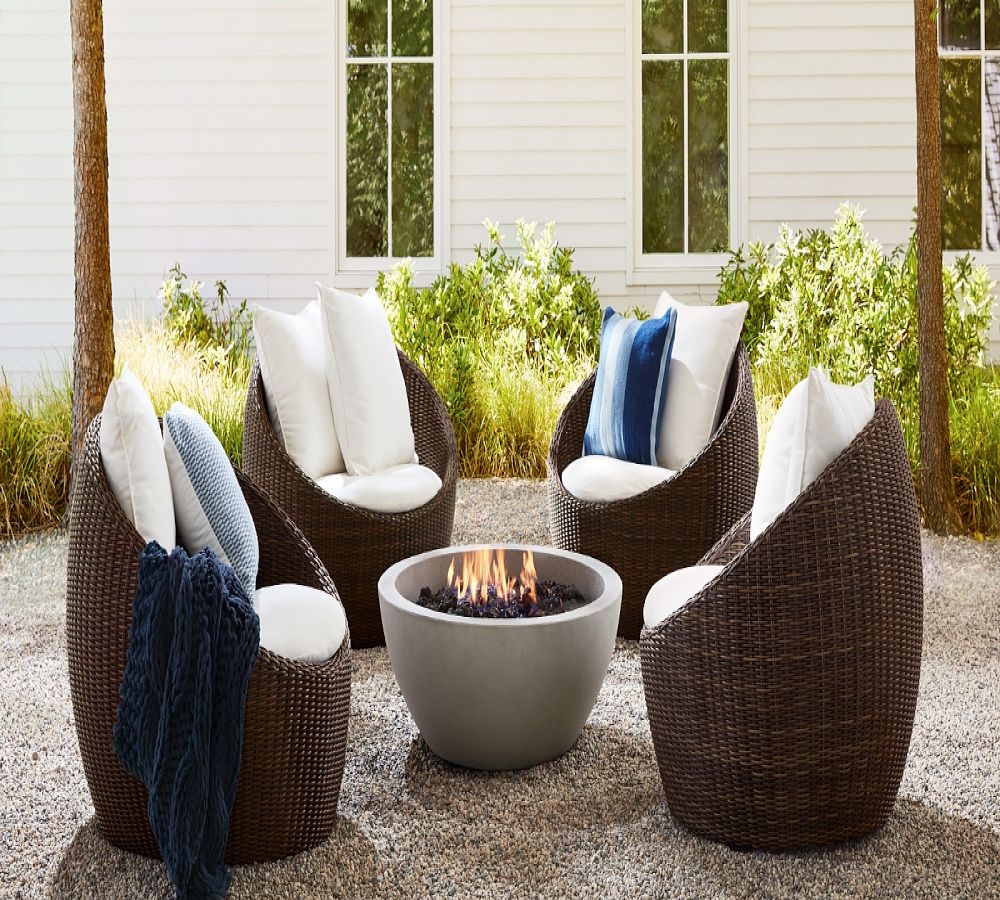 Pottery Barn Torrey Wicker Papasan Swivel Outdoor Lounge Chair