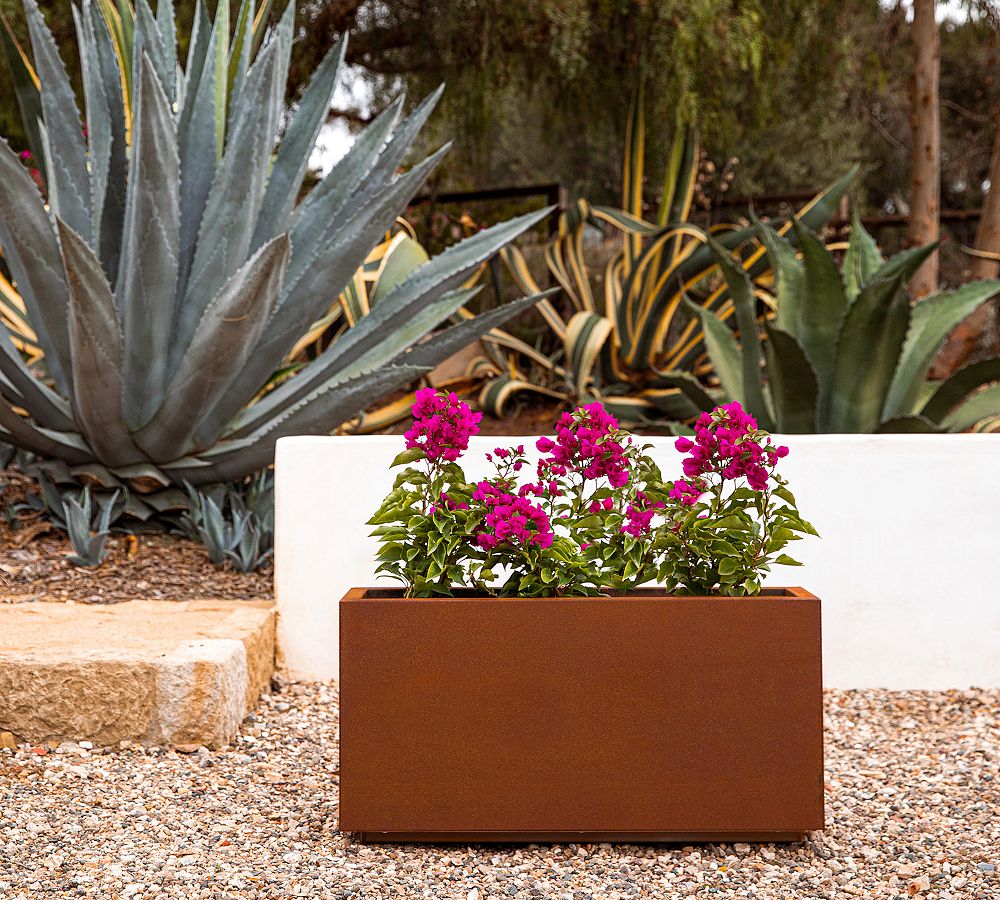 Pottery Barn Long Box Outdoor Planters - Corten Steel