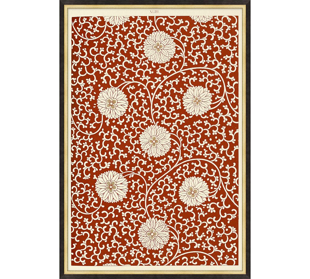 Pottery Barn Flowers on Pattern Framed Print
