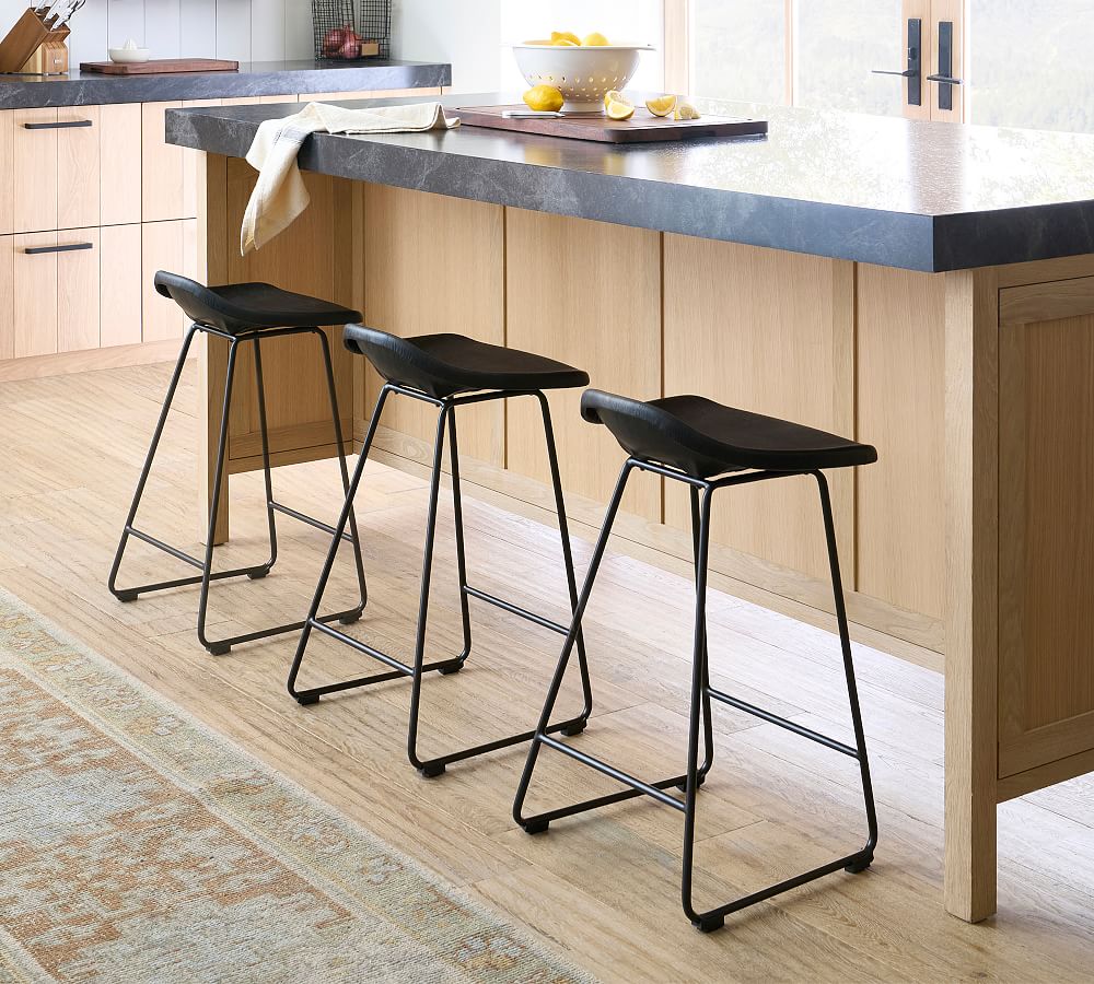 Pottery Barn Brenner Leather Counter Stool