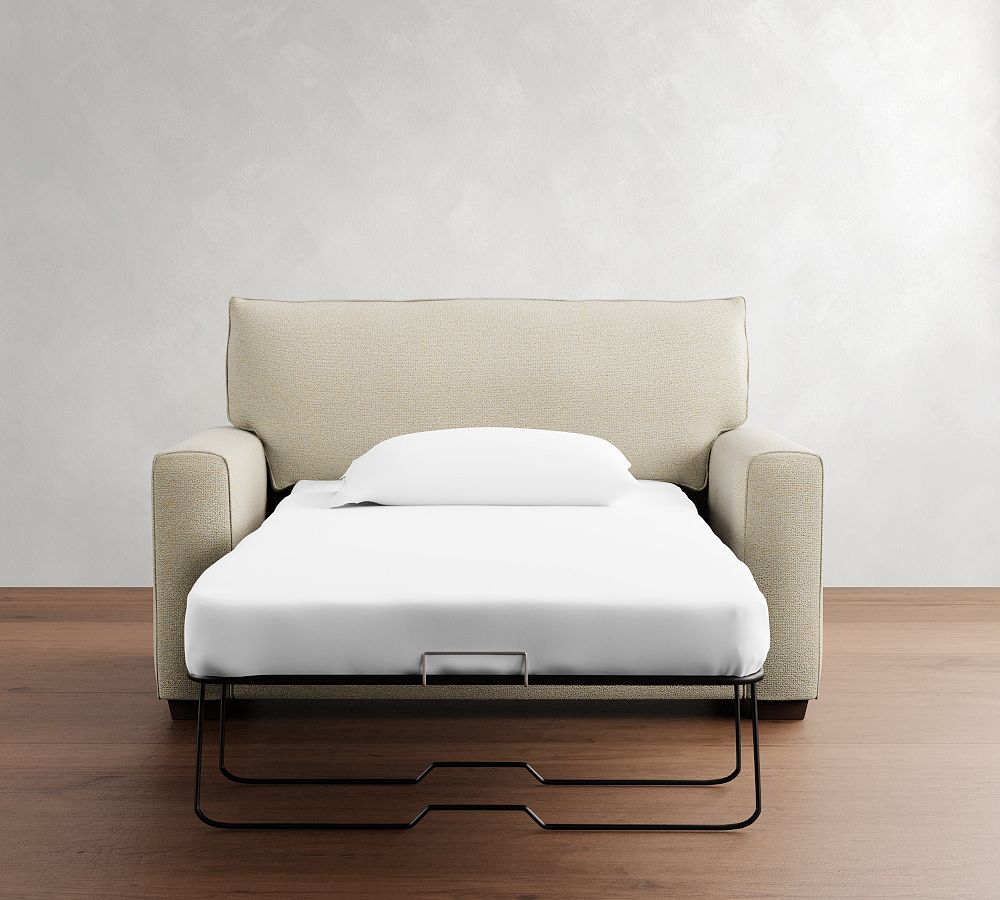 Pottery Barn Pearce Square Arm Twin Sleeper Sofa with Memory Foam Mattress (58")