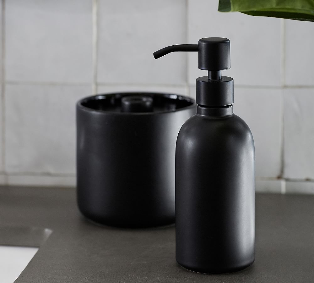 Pottery Barn Matte Black Porcelain Bathroom Accessories