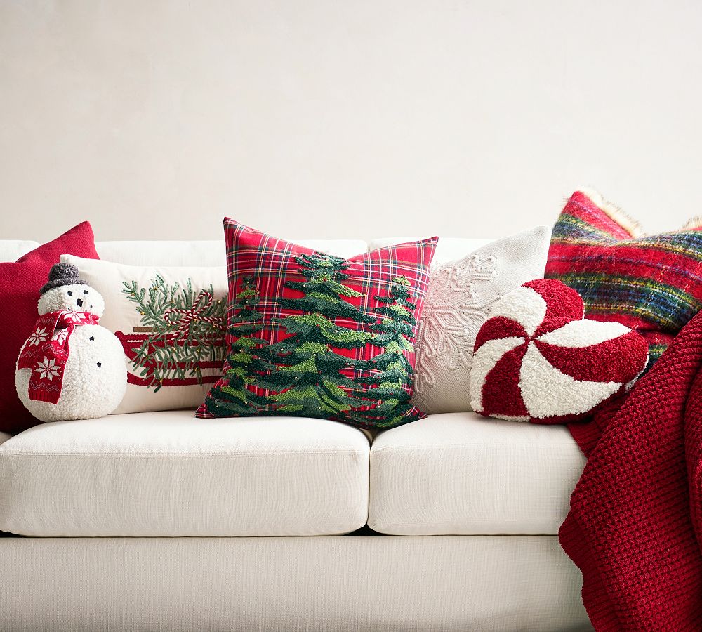 Pottery Barn Stewart Plaid with Faux Fur Back Pillow