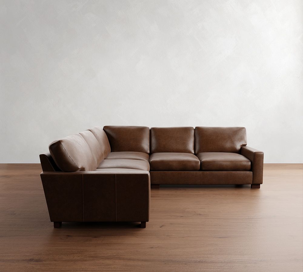 Pottery Barn Turner Square Arm Leather 3-Piece L-Shaped Sectional (106"&ndash;111")