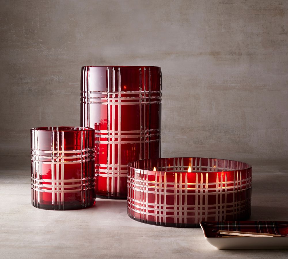 Pottery Barn Stewart Plaid Candle - Winter Berry