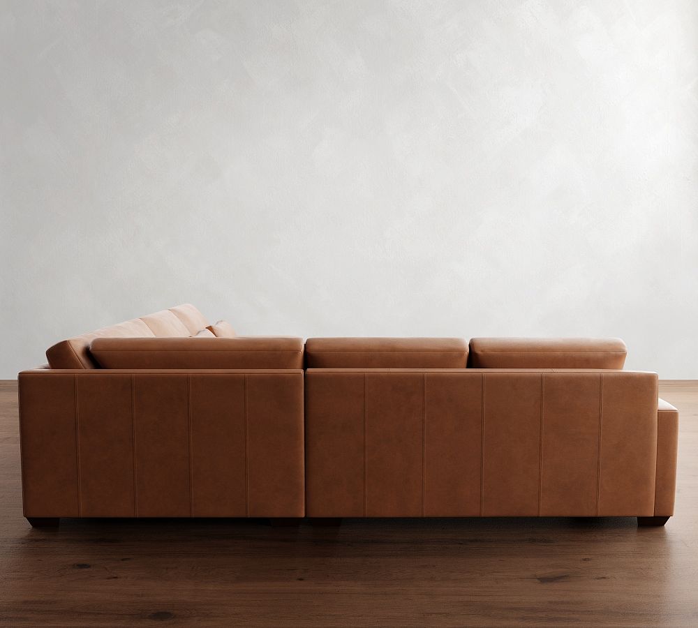 Pottery Barn Big Sur Square Arm Deep Seat Leather 3-Piece L-Shaped Wedge Sectional (129")