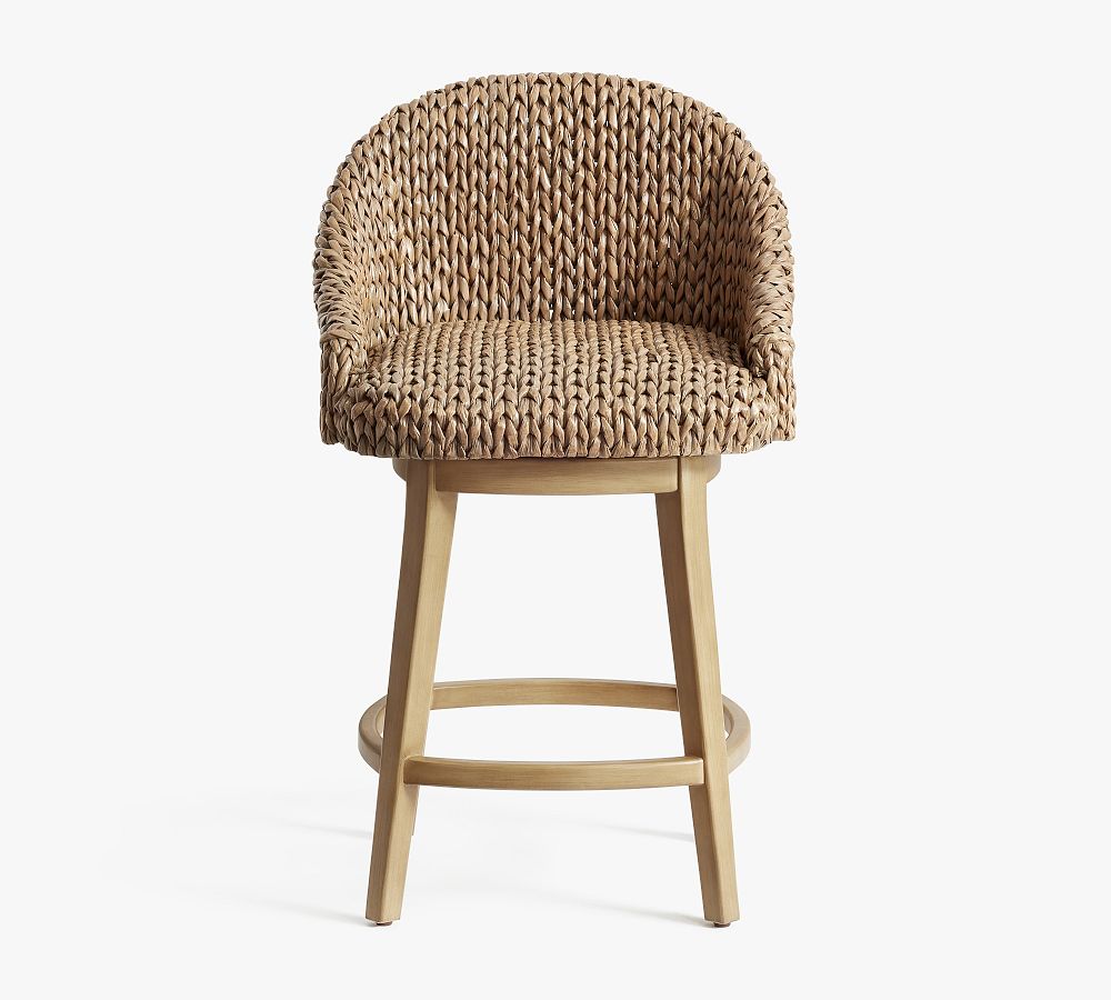 Pottery Barn Seagrass Bucket Swivel Counter Stool