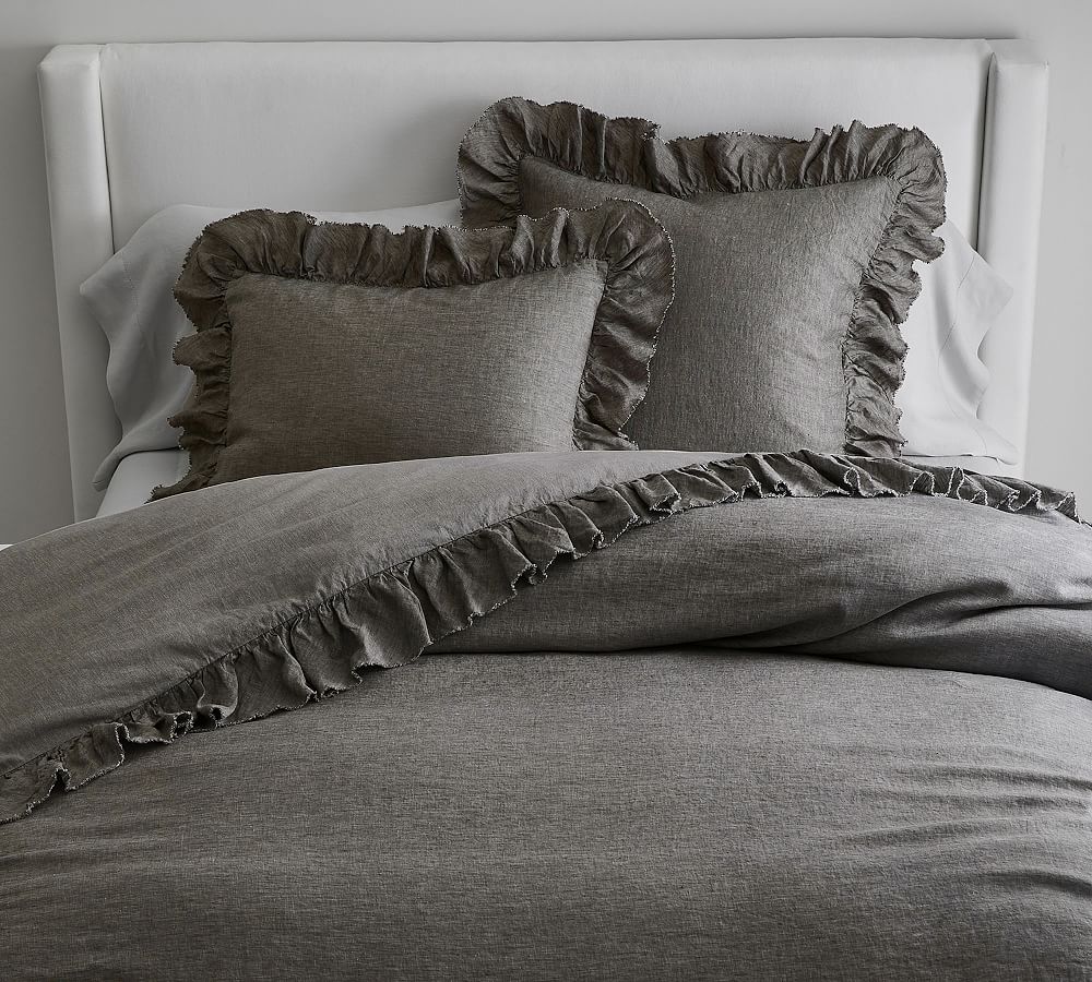 Pottery Barn Belgian Flax Linen Fringe Ruffle Sham