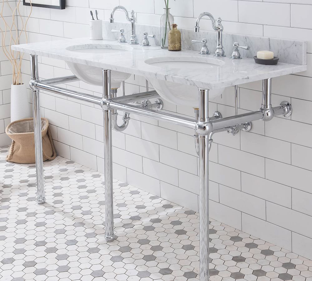 Pottery Barn Aveline 60-72" Marble Top Double Sink Vanity