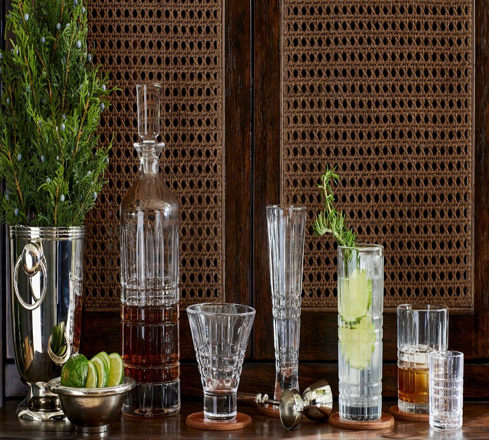 Pottery Barn Stewart Plaid Champagne Flutes - Set of 4