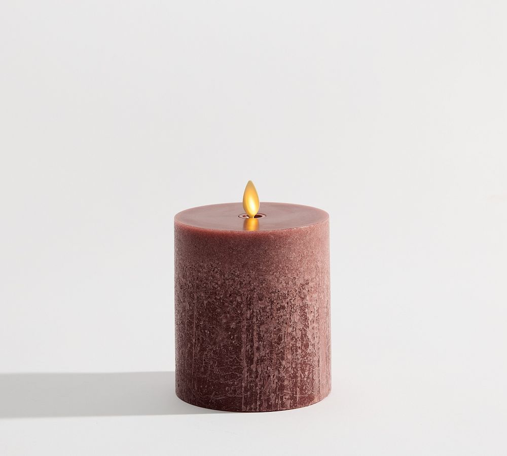 Pottery Barn Premium Flickering Flameless Wax Pillar Candle - Salt Washed