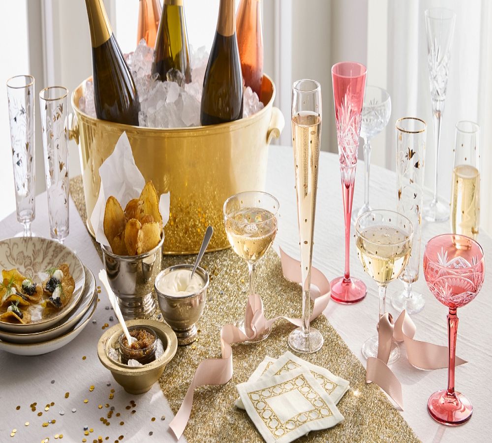 Pottery Barn Gold Tile Cotton/Linen Cocktail Coasters - Set of 4