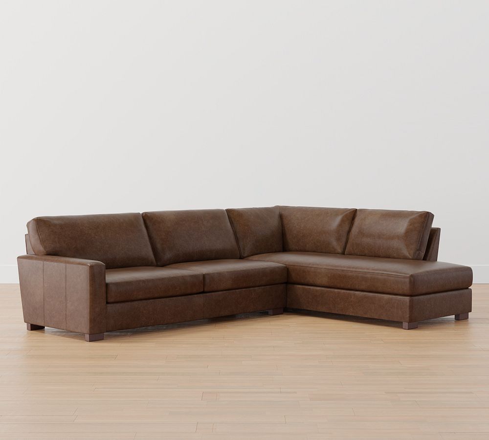 Pottery Barn Turner Square Arm Leather Return Bumper Sectional (106"&ndash;125")