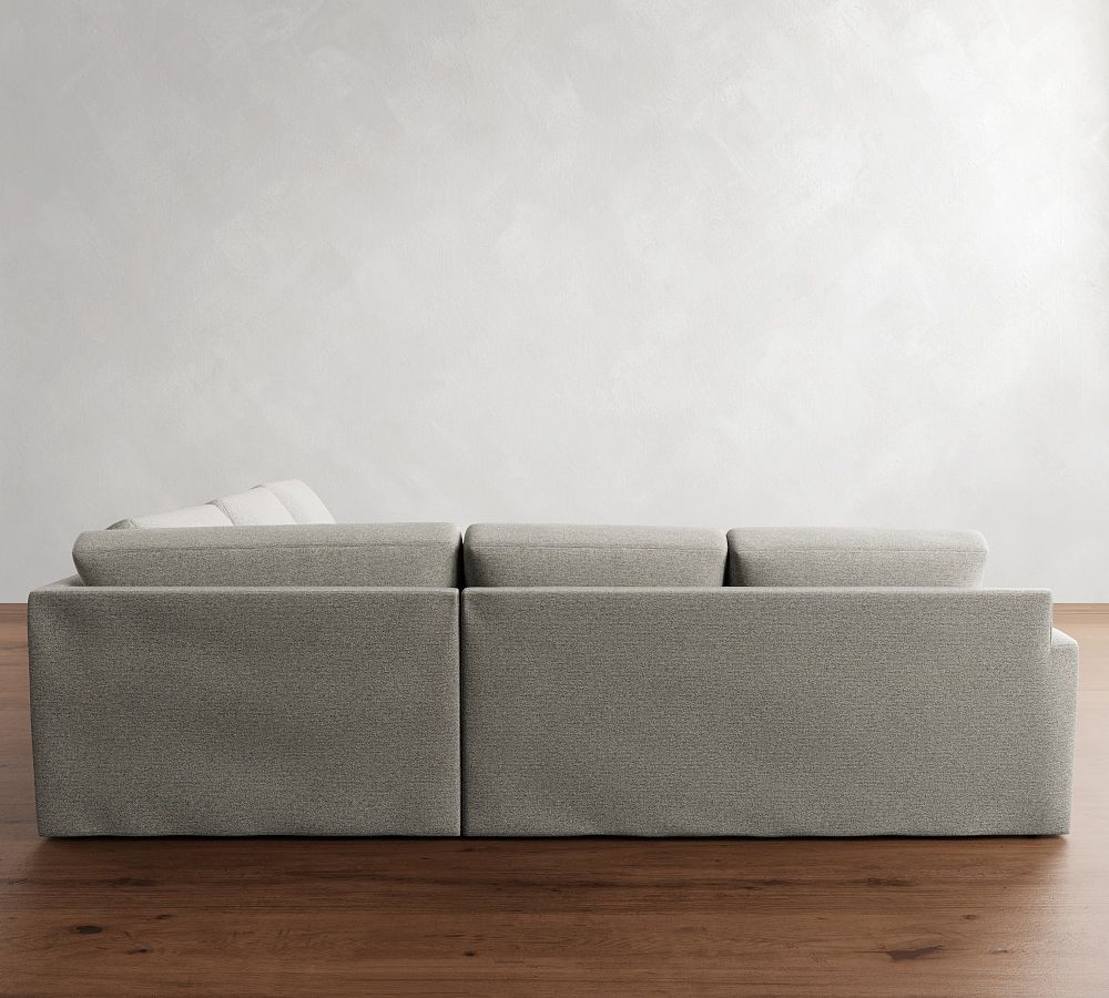 Pottery Barn Big Sur Square Arm Slipcovered 3-Piece L-Shaped Wedge Sectional (123")
