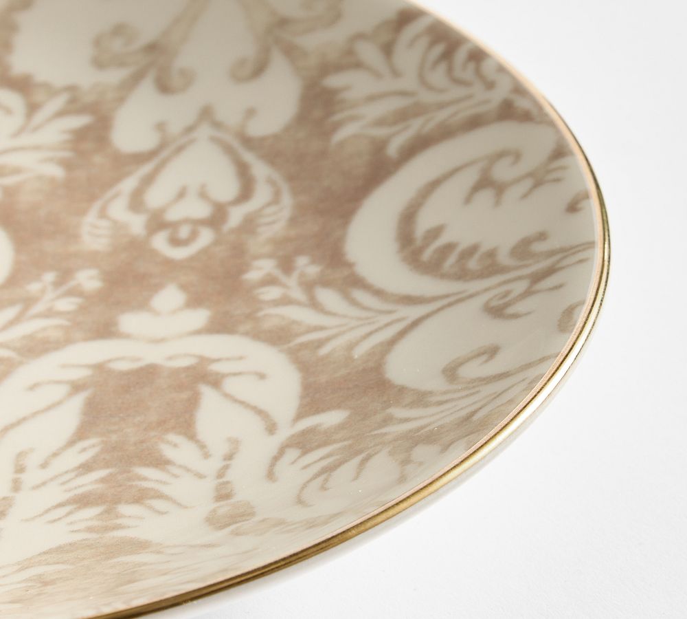 Pottery Barn Stella Damask Stoneware Salad Plates - Set of 4