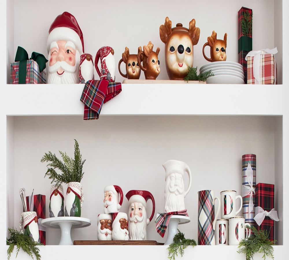 Pottery Barn Cheeky Santa Ceramic Party Bucket