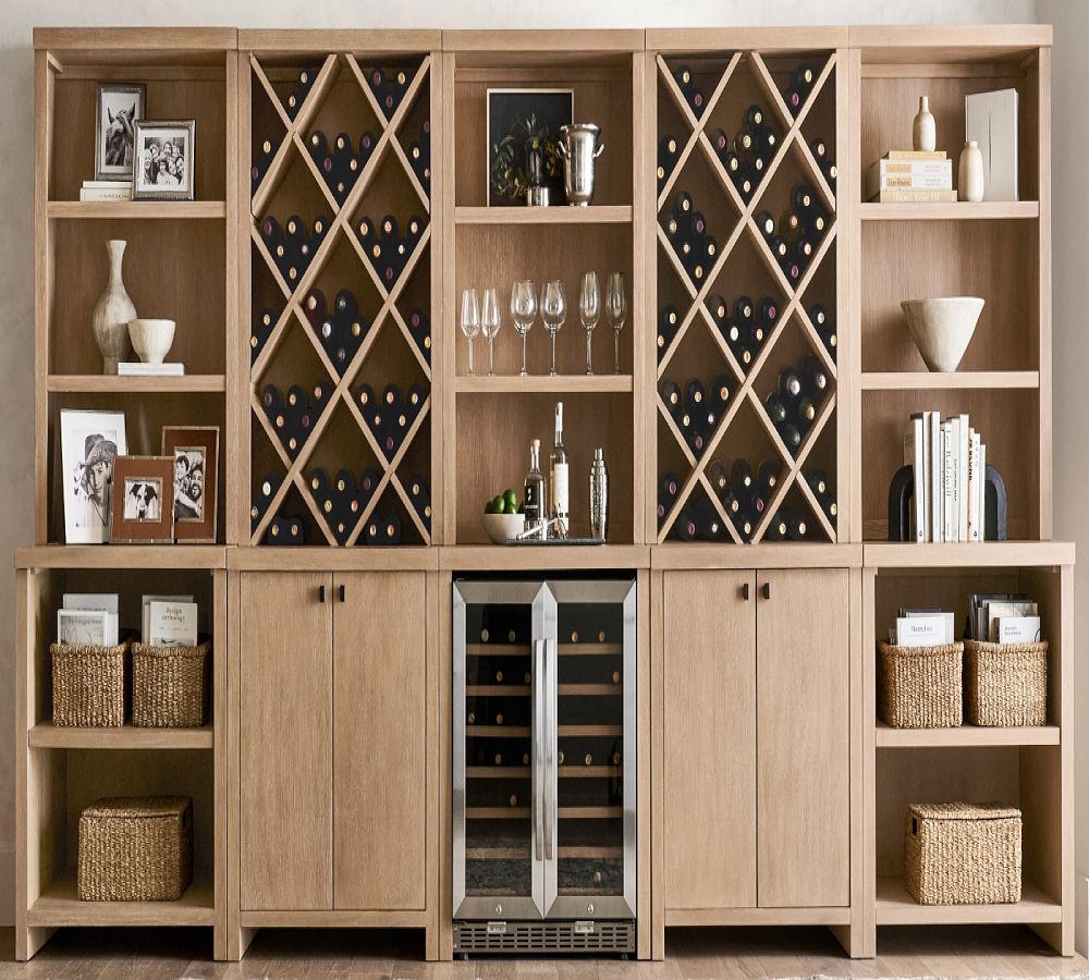 Pottery Barn Modern Farmhouse 136" Shelf with Open Cabinets