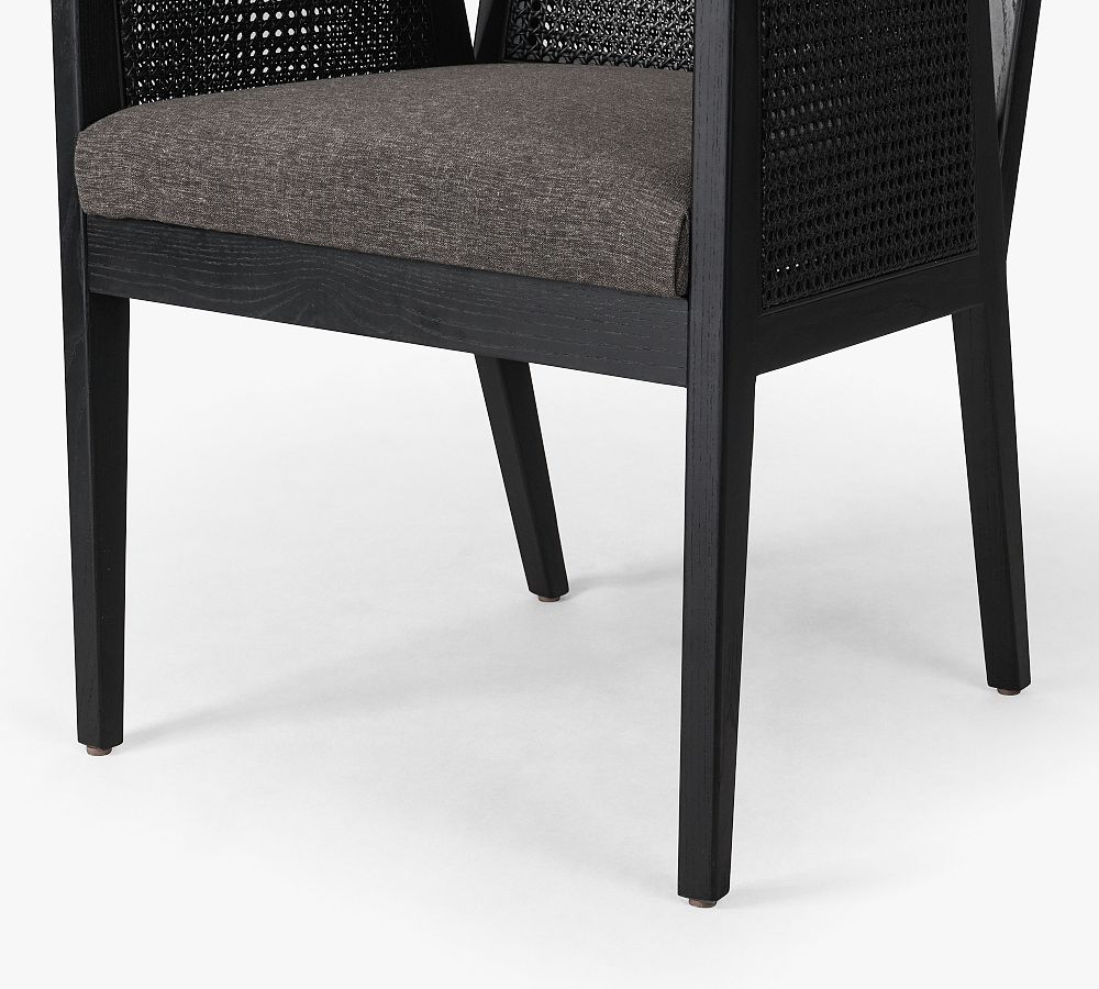 Pottery Barn Lisbon Cane Leather Dining Armchair