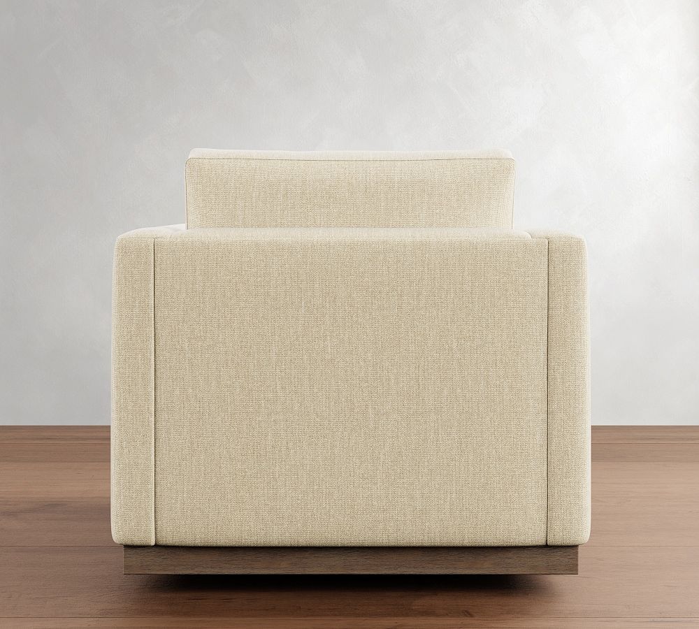 Pottery Barn Carmel Slim Arm Wood Base Swivel Chair