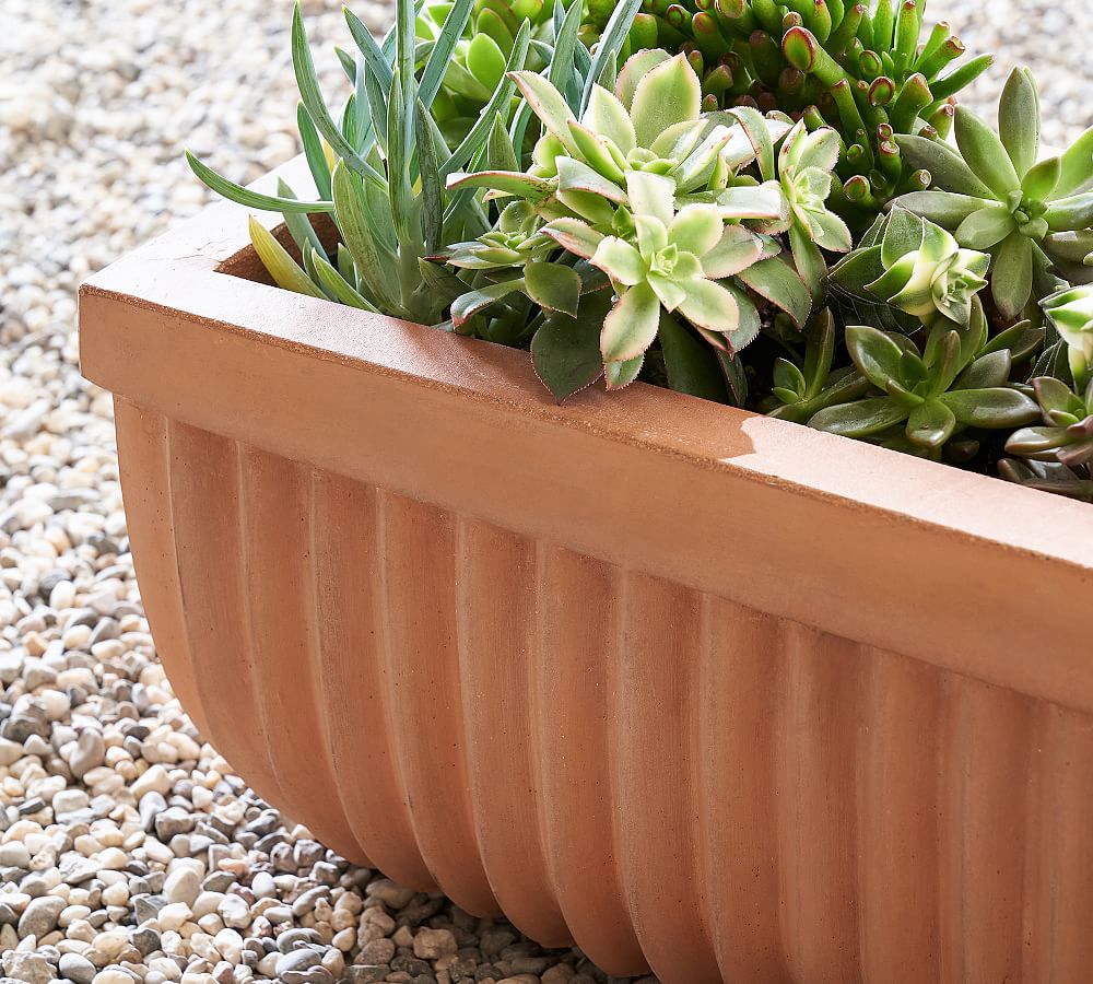 Pottery Barn Concrete Fluted Outdoor Planters