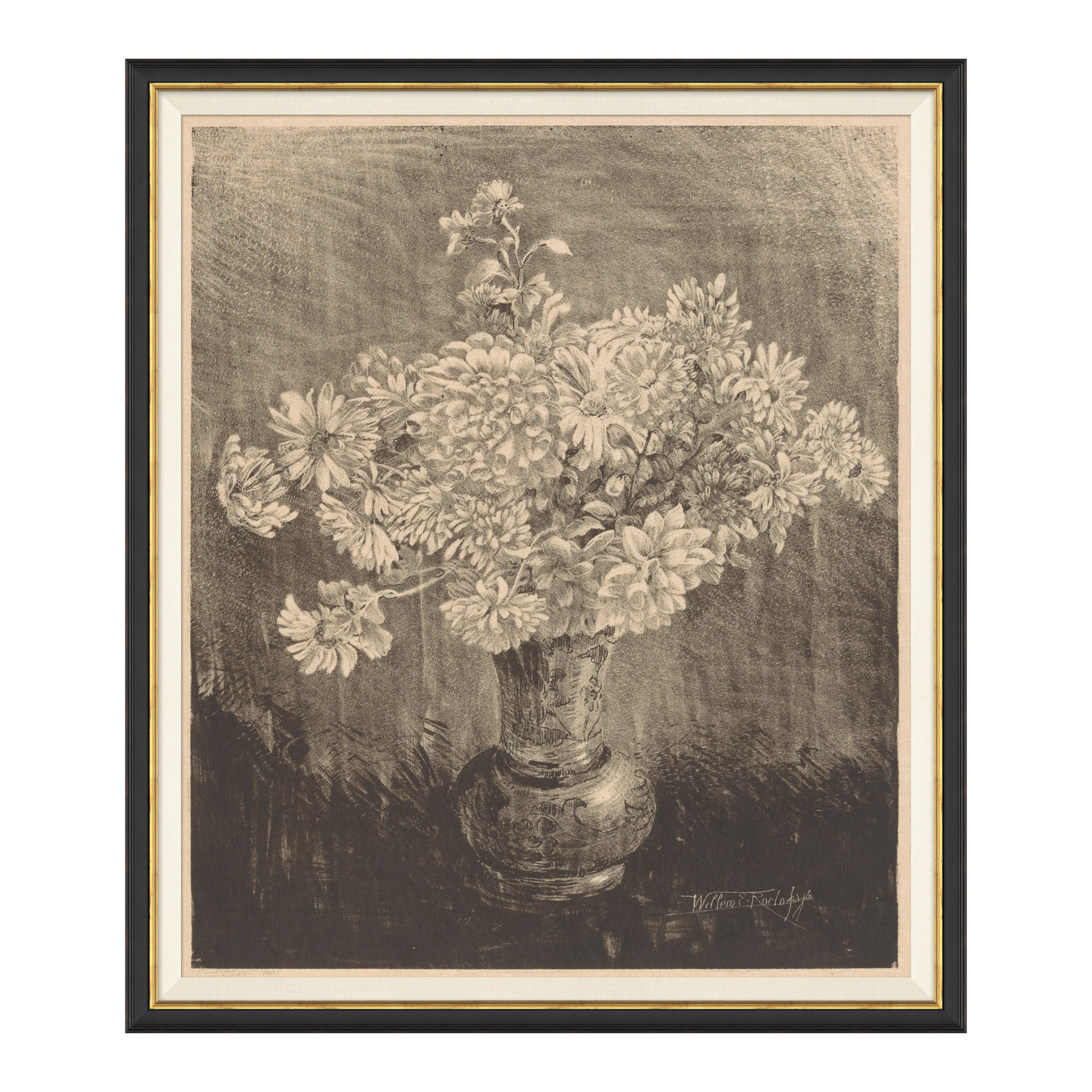 Magnolia Flowers in Charcoal