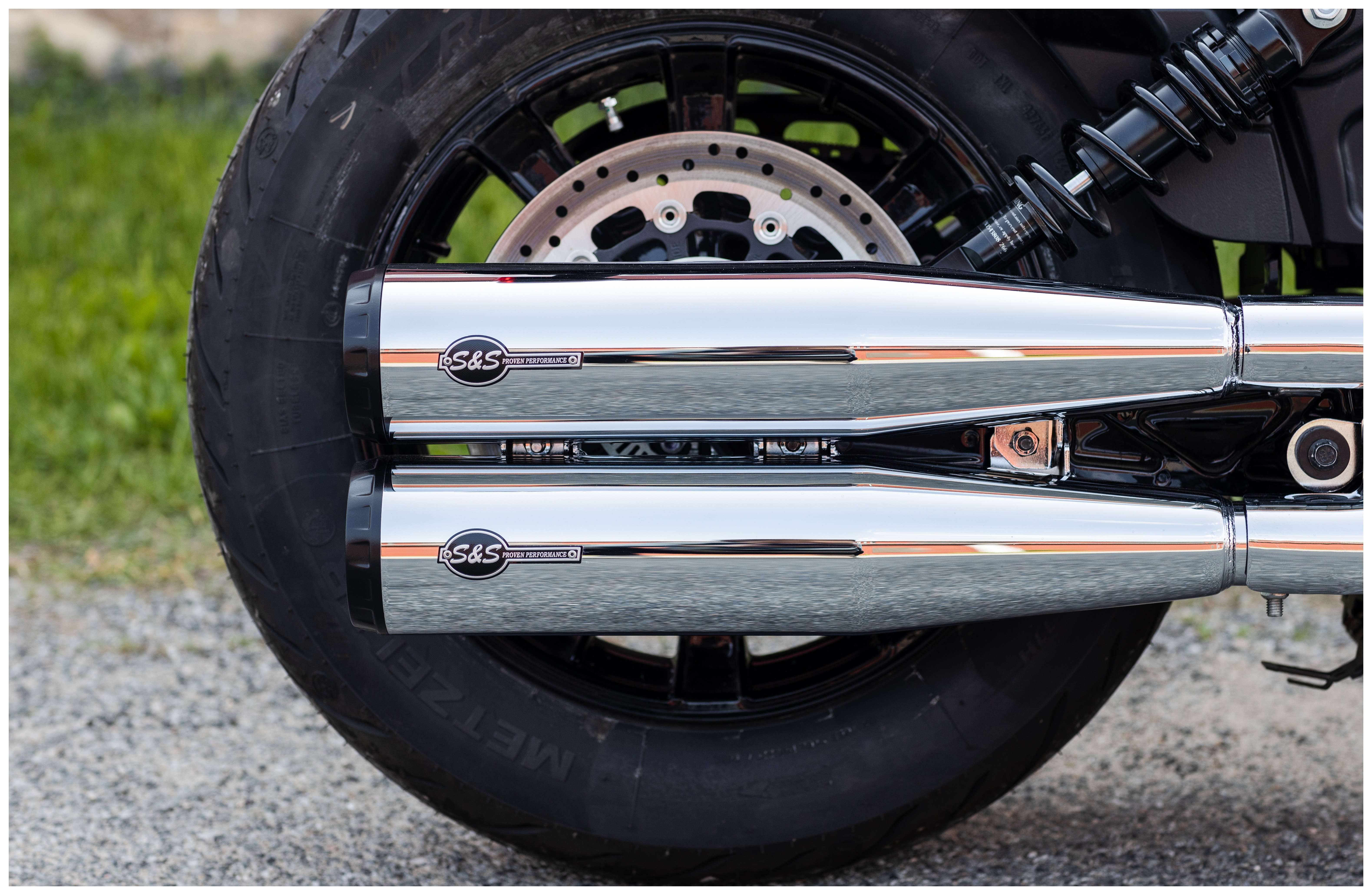 S&S Cycle Grand National Slip-On Race Mufflers For Indian Scout 2019-2024