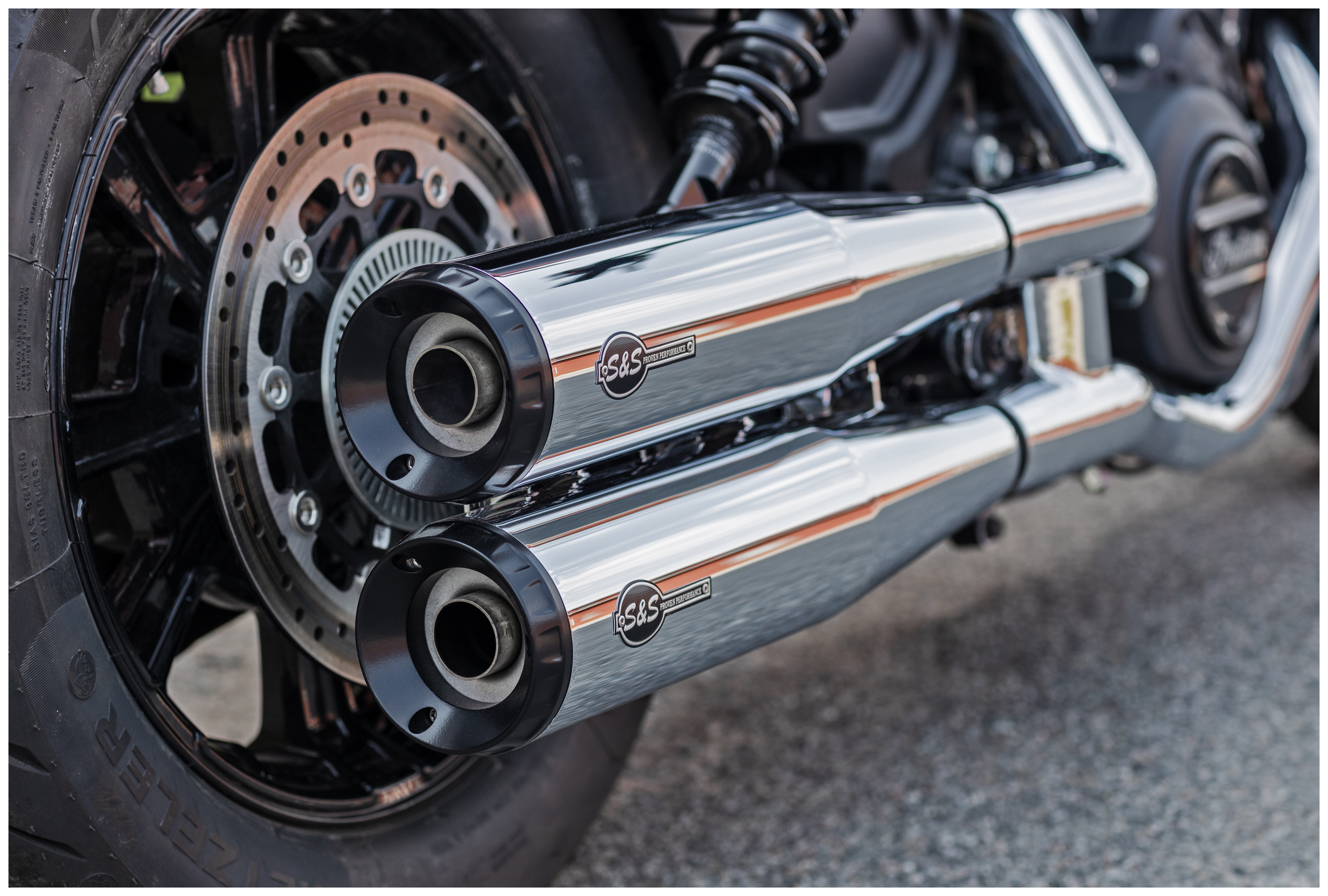 S&S Cycle Grand National Slip-On Race Mufflers For Indian Scout 2019-2024