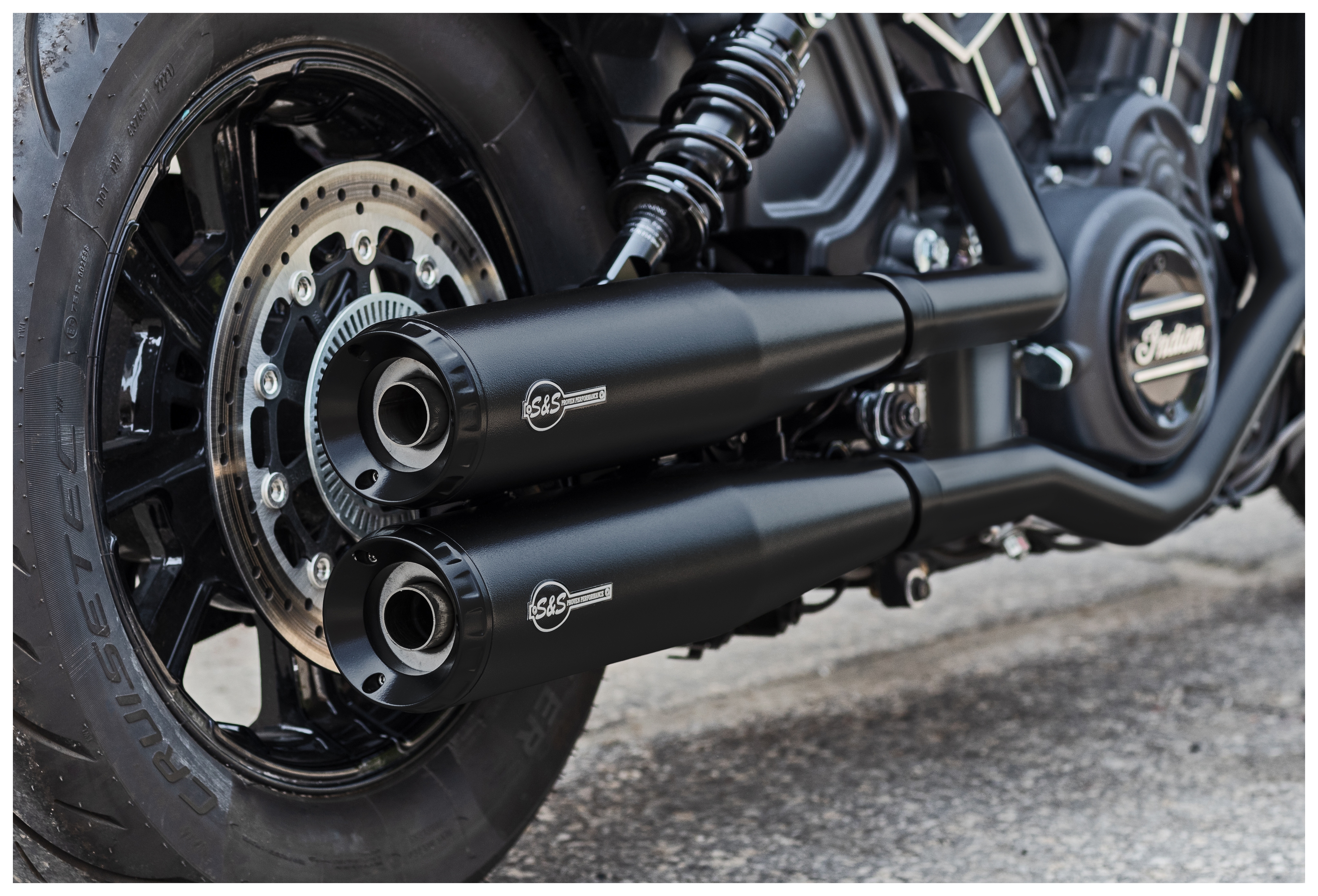 S&S Cycle Grand National Slip-On Mufflers For Indian Scout 2019-2024