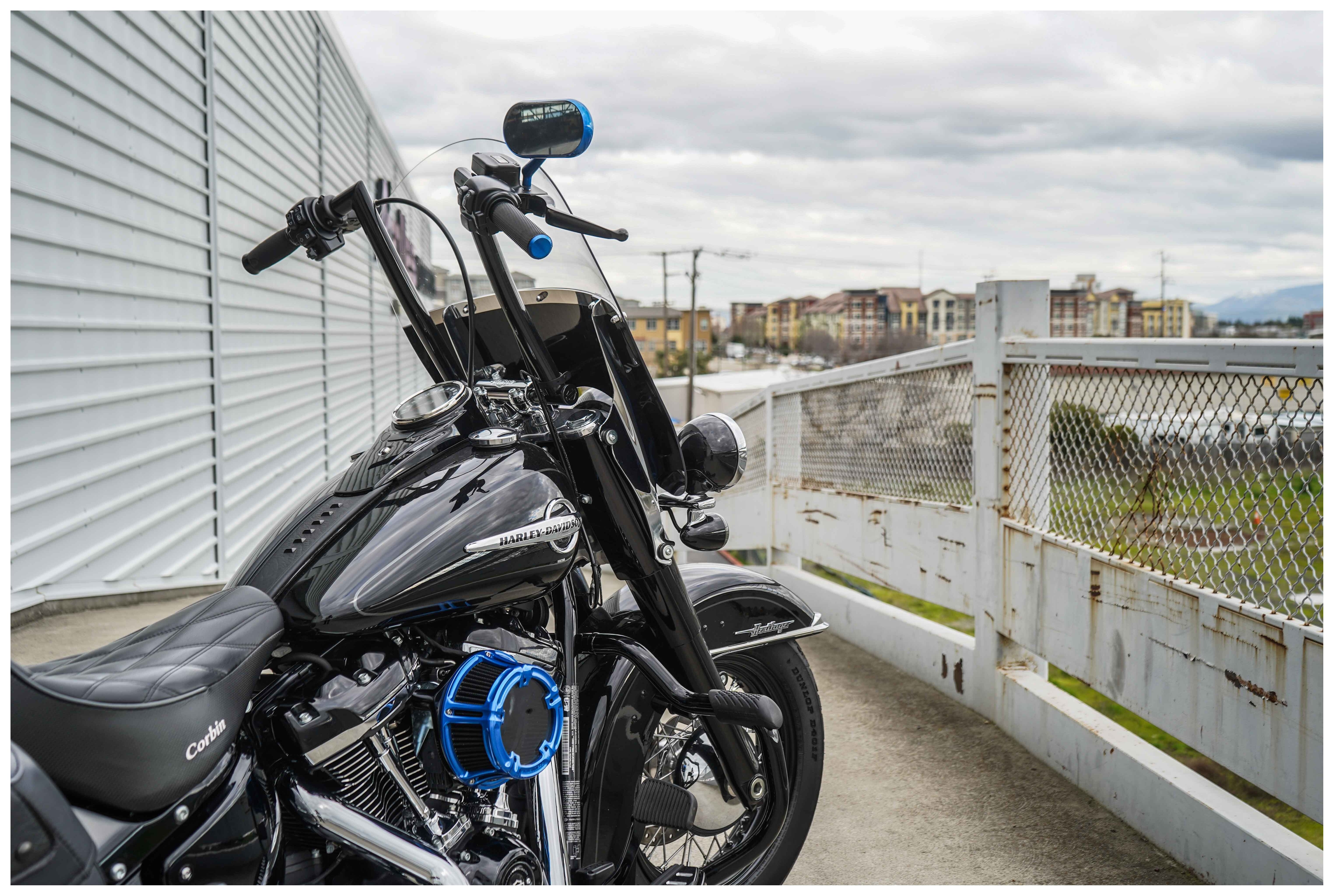 Arlen Ness Anodized Knurled Grips For Harley With Throttle by Wire Blue [Open Box]