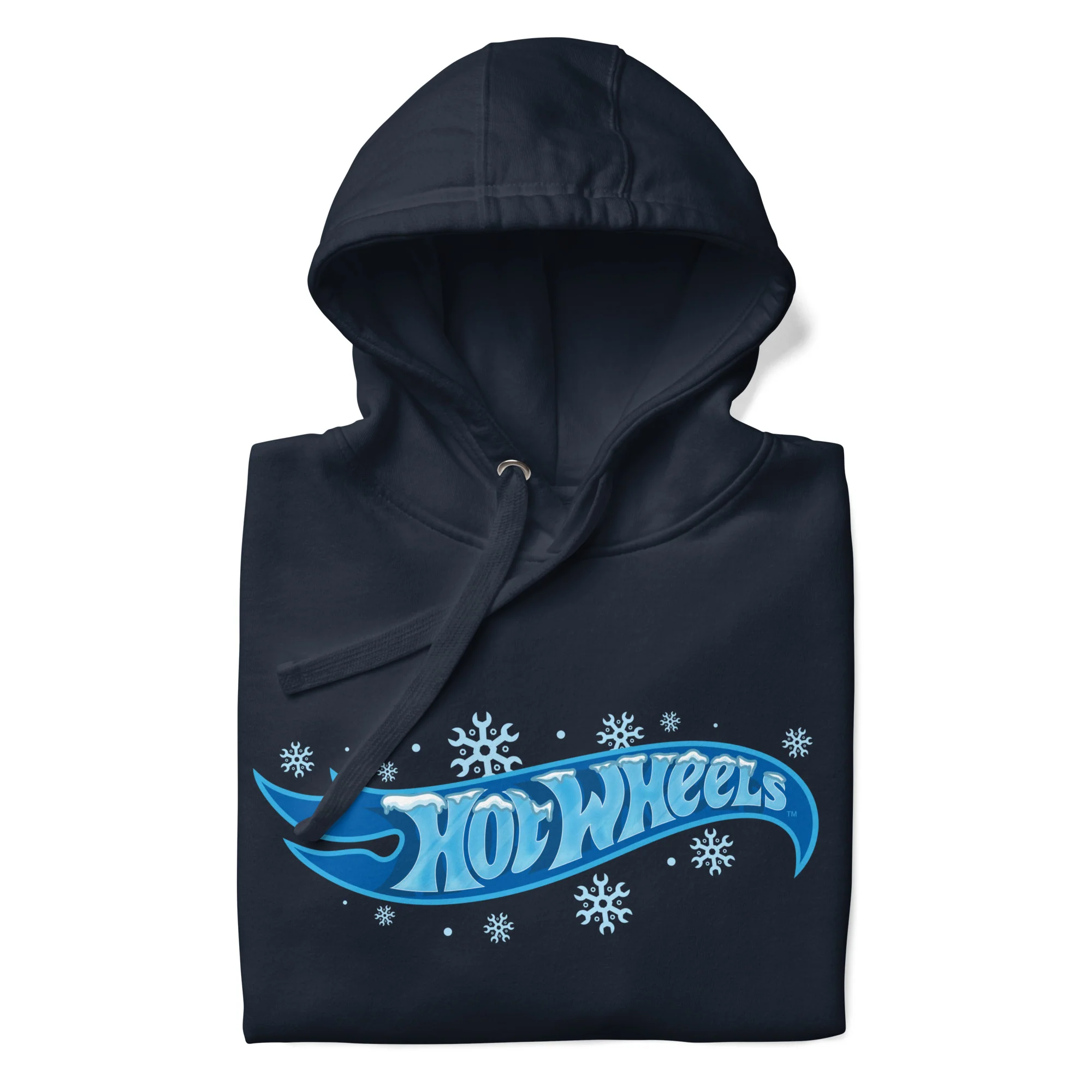 Mattel Creations Hot Wheels Snowflake Gears Logo Navy Hoodie